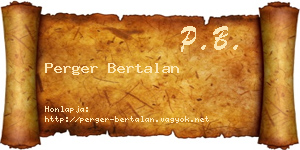 Perger Bertalan névjegykártya
